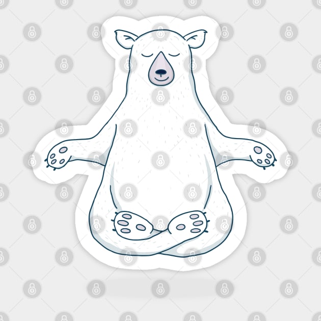 Zen Polar Bear Meditating Sticker by Jitterfly